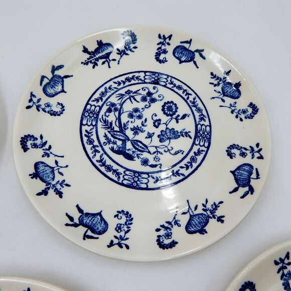 Blue Onion Pattern Bread & Butter Plates 6 Inch Unmarked Scio Pottery Lot of 5 - Picture 3 of 9